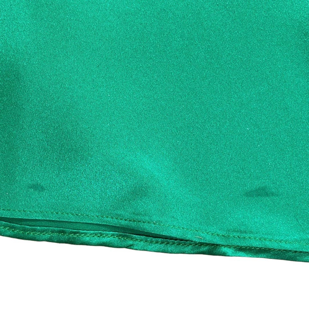 THE SEI Asymmetrical Plunge Gown Silk Charmeuse Emerald Green 2 XS - Picture 9 of 9